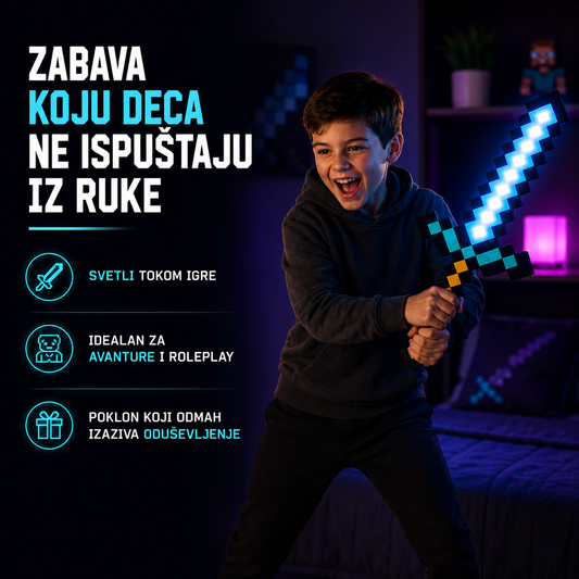 LED Pixel Mač sa Postoljem – Lampa i Igračka