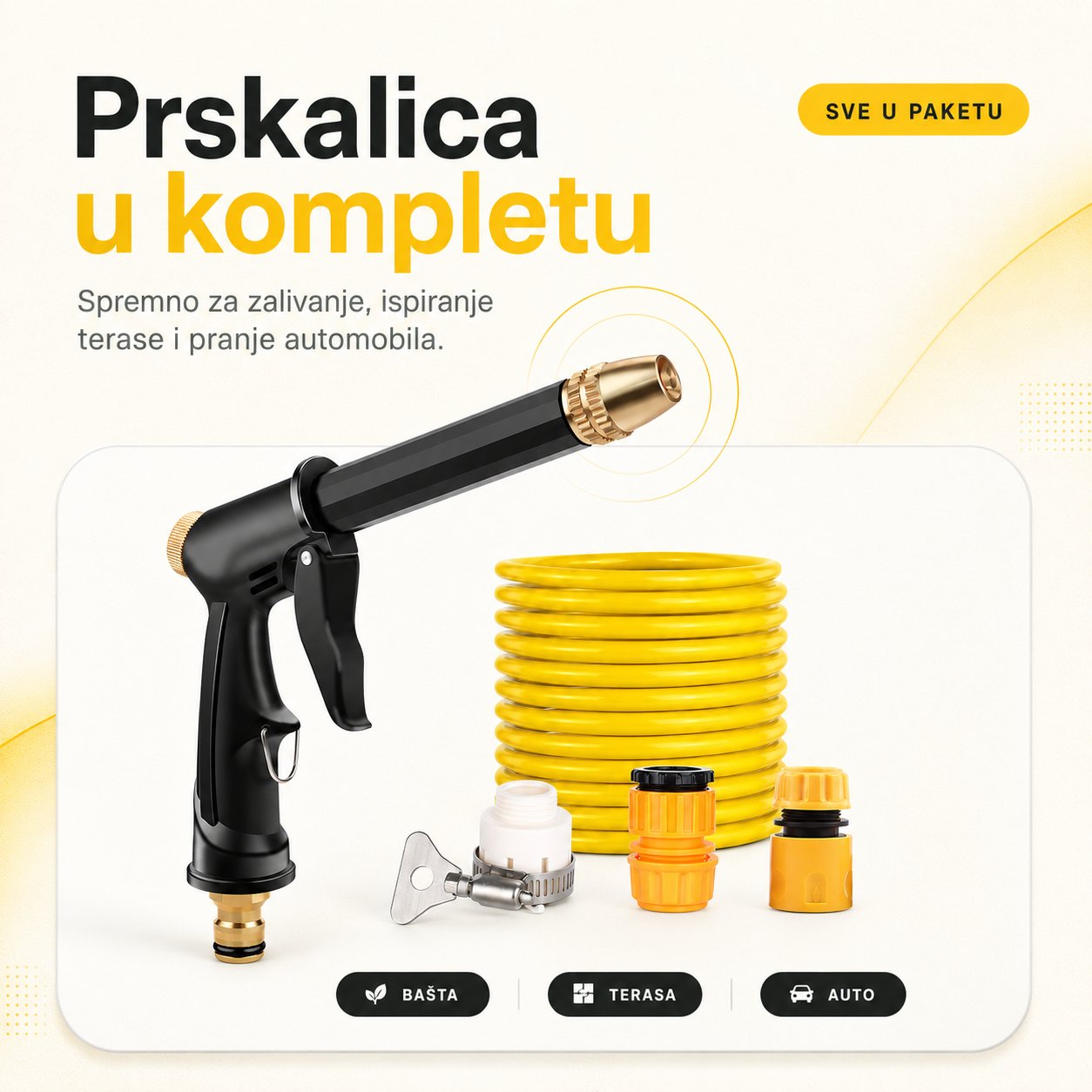Spiralno baštensko crevo sa prskalicom