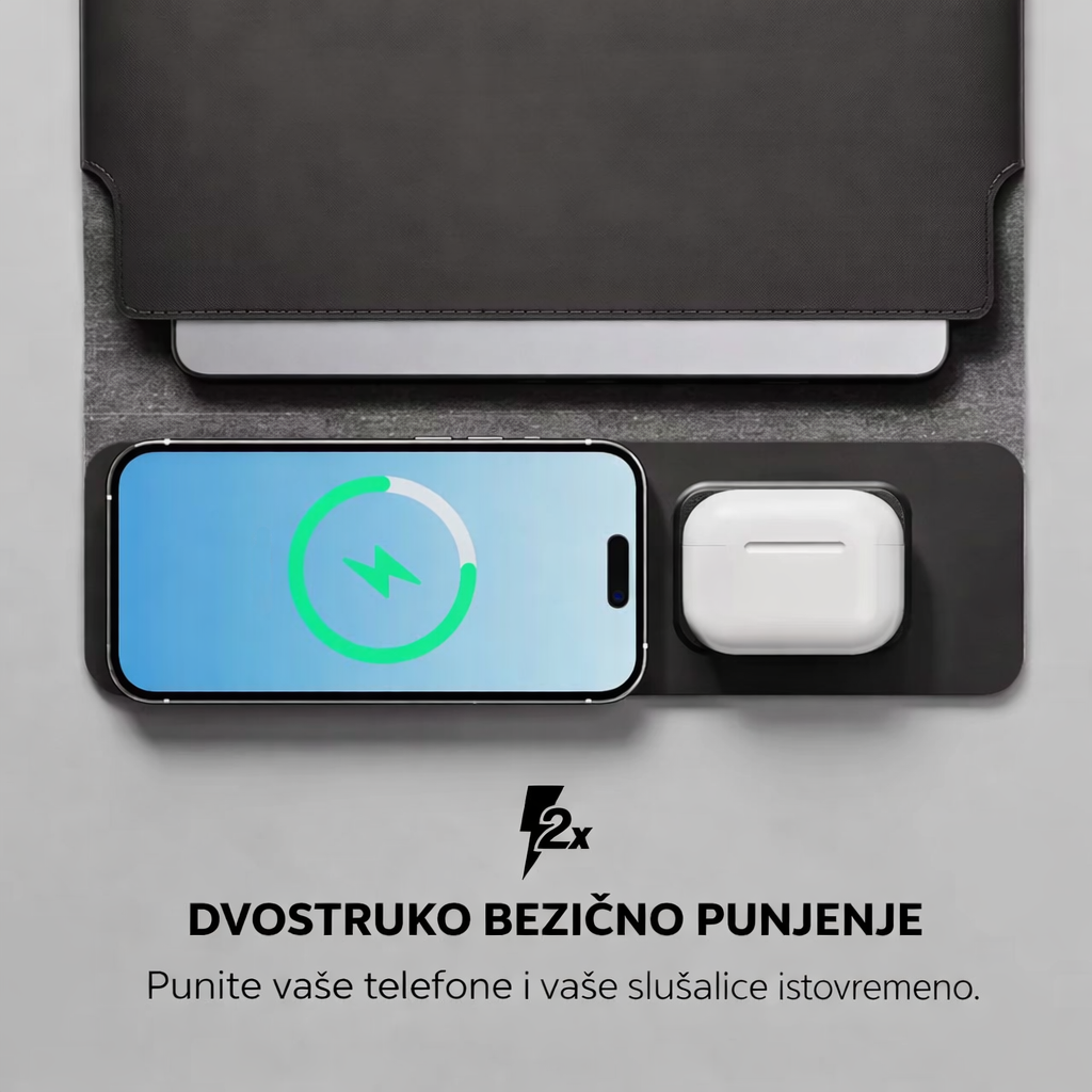 Podloga se moze koristiti kao torba, bezicni punjac ili desk mat