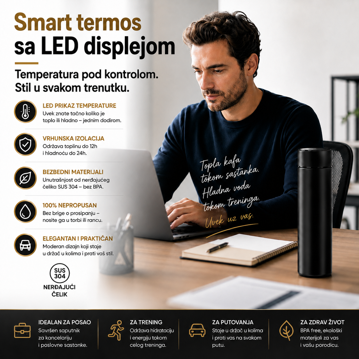 Digitalni Termos sa LED Prikazom Temperature