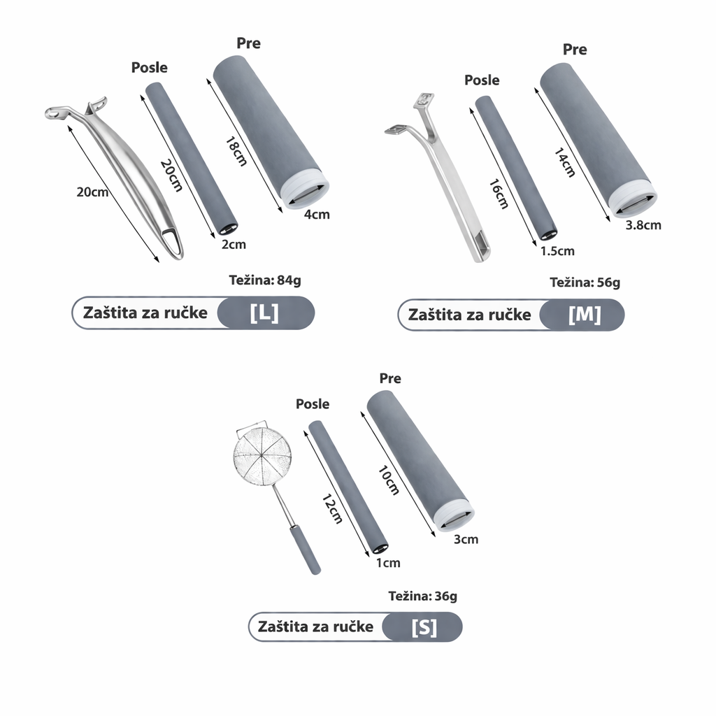 Silikonske zaštitne drške za tiganj – set 3 komada