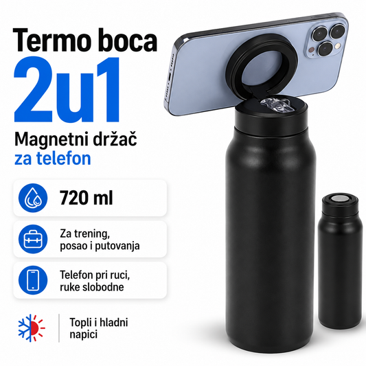 Termo Boca 2u1 sa Magnetnim Držačem za Telefon